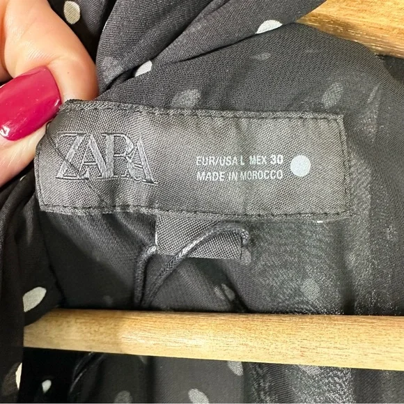 Zara ZW Collection Size Large Halter Polka Dot Sleeveless Midi Dress w/Scarf NEW - Picture 12 of 15